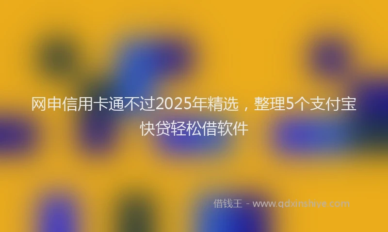 网申信用卡通不过2025年精选，整理5个支付宝快贷轻松借软件