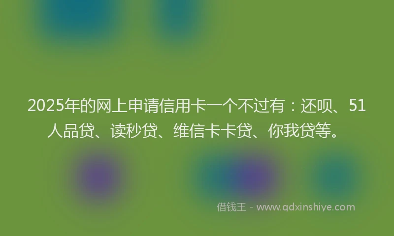 2025年的网上申请信用卡一个不过有：还呗、51人品贷、读秒贷、维信卡卡贷、你我贷等。
