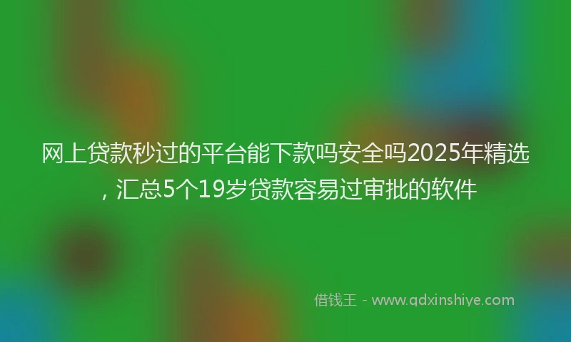 网上贷款秒过的平台能下款吗安全吗2025年精选，汇总5个19岁贷款容易过审批的软件