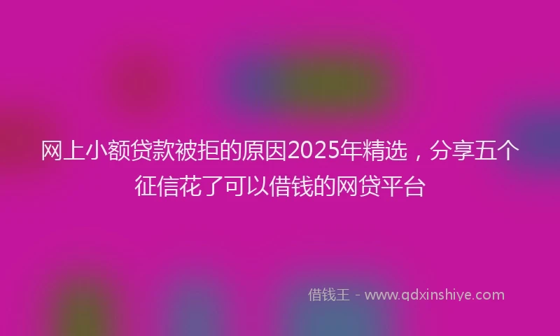 网上小额贷款被拒的原因2025年精选，分享五个征信花了可以借钱的网贷平台
