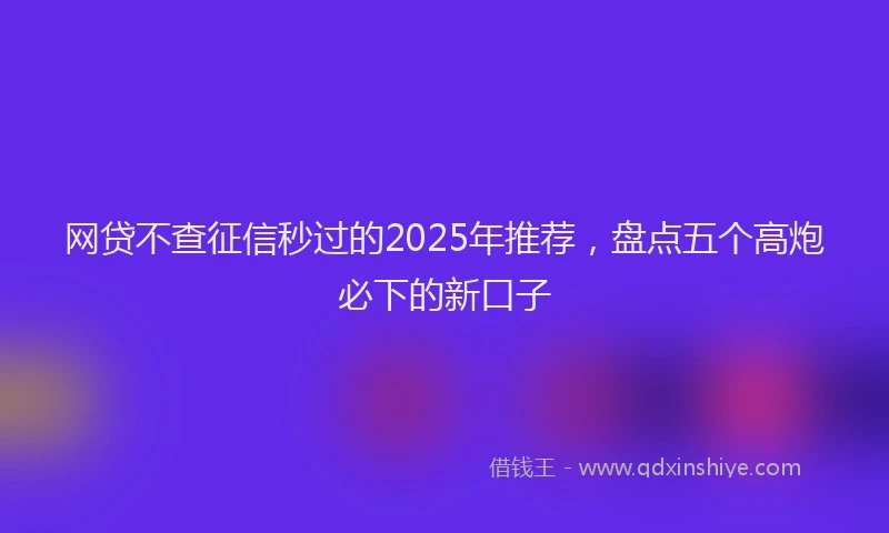 网贷不查征信秒过的2025年推荐，盘点五个高炮必下的新口子