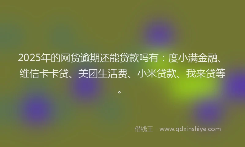 2025年的网货逾期还能贷款吗有：度小满金融、维信卡卡贷、美团生活费、小米贷款、我来贷等。