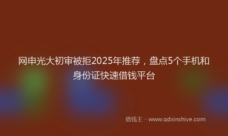 网申光大初审被拒2025年推荐，盘点5个手机和身份证快速借钱平台