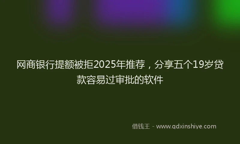 网商银行提额被拒2025年推荐，分享五个19岁贷款容易过审批的软件