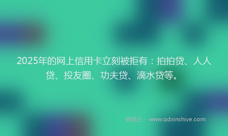 2025年的网上信用卡立刻被拒有：拍拍贷、人人贷、投友圈、功夫贷、滴水贷等。