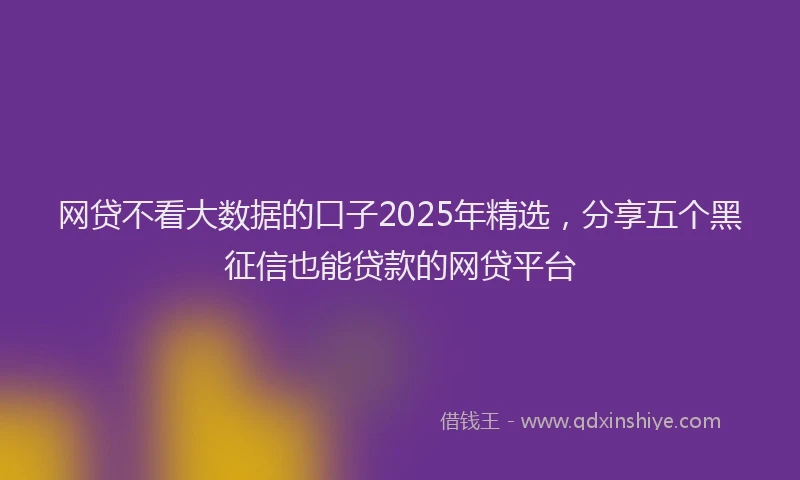 网贷不看大数据的口子2025年精选，分享五个黑征信也能贷款的网贷平台