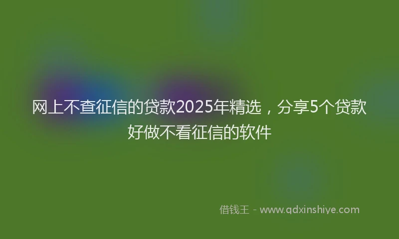 网上不查征信的贷款2025年精选，分享5个贷款好做不看征信的软件