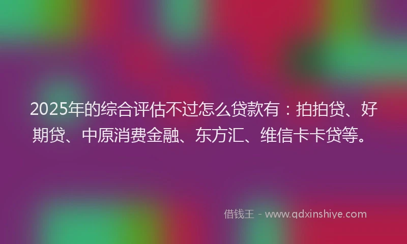 2025年的综合评估不过怎么贷款有：拍拍贷、好期贷、中原消费金融、东方汇、维信卡卡贷等。