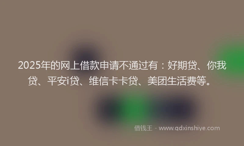 2025年的网上借款申请不通过有：好期贷、你我贷、平安i贷、维信卡卡贷、美团生活费等。