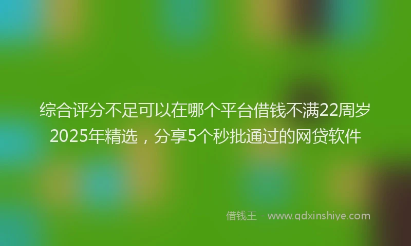 综合评分不足可以在哪个平台借钱不满22周岁2025年精选，分享5个秒批通过的网贷软件