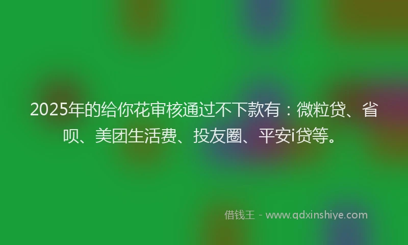 2025年的给你花审核通过不下款有：微粒贷、省呗、美团生活费、投友圈、平安i贷等。