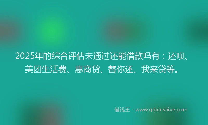 2025年的综合评估未通过还能借款吗有：还呗、美团生活费、惠商贷、替你还、我来贷等。