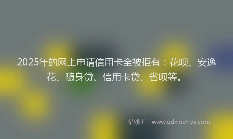 2025年的网上申请信用卡全被拒有：花呗、安逸花、随身贷、信用卡贷、省呗等。