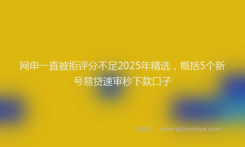 网申一直被拒评分不足2025年精选，概括5个新号易贷速审秒下款口子