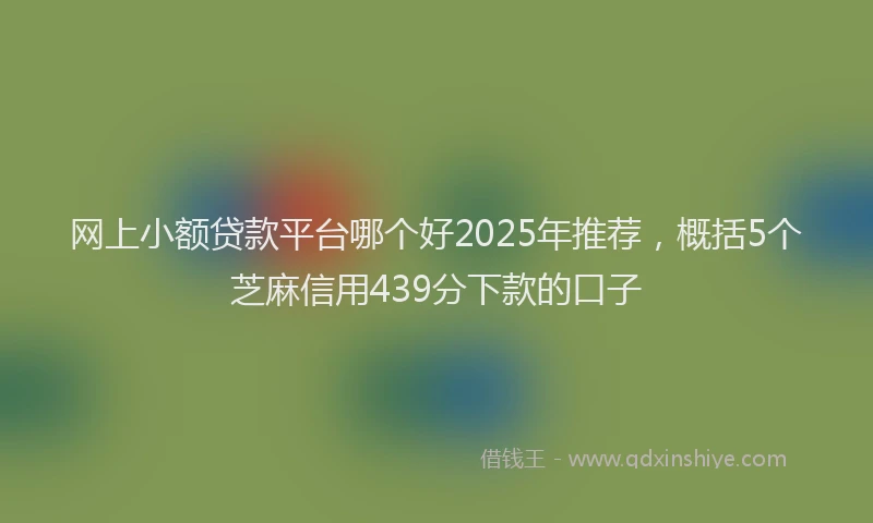 网上小额贷款平台哪个好2025年推荐，概括5个芝麻信用439分下款的口子