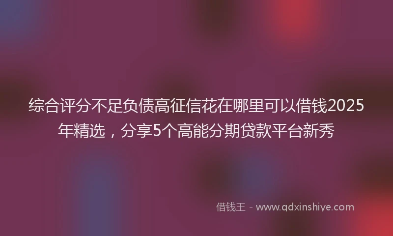综合评分不足负债高征信花在哪里可以借钱2025年精选，分享5个高能分期贷款平台新秀