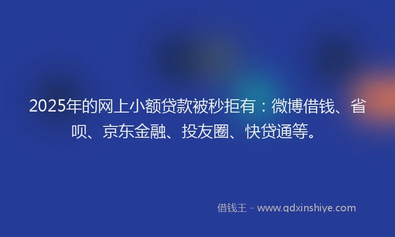 2025年的网上小额贷款被秒拒有：微博借钱、省呗、京东金融、投友圈、快贷通等。