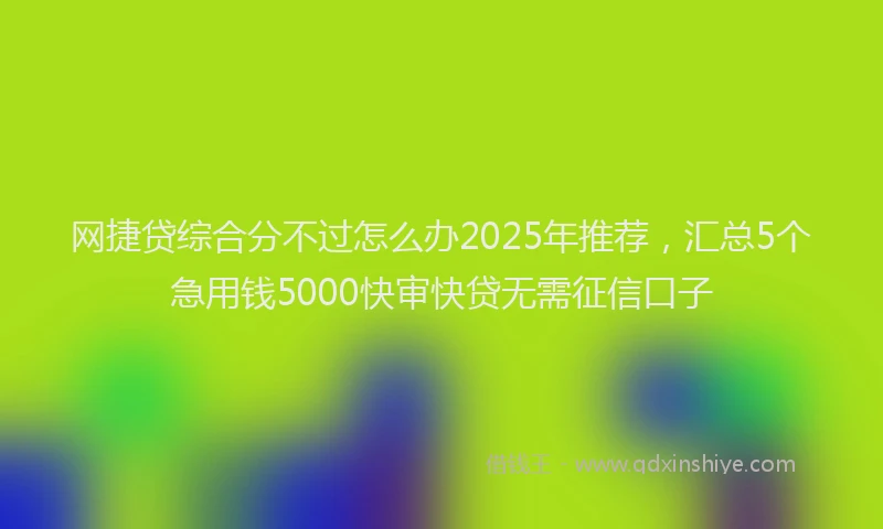 网捷贷综合分不过怎么办2025年推荐，汇总5个急用钱5000快审快贷无需征信口子