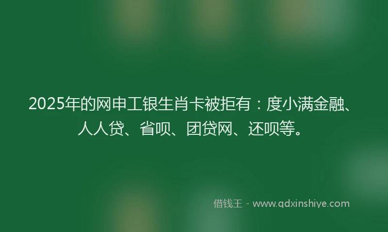 2025年的网申工银生肖卡被拒有：度小满金融、人人贷、省呗、团贷网、还呗等。