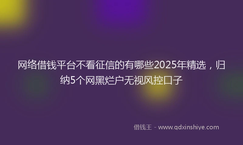 网络借钱平台不看征信的有哪些2025年精选，归纳5个网黑烂户无视风控口子