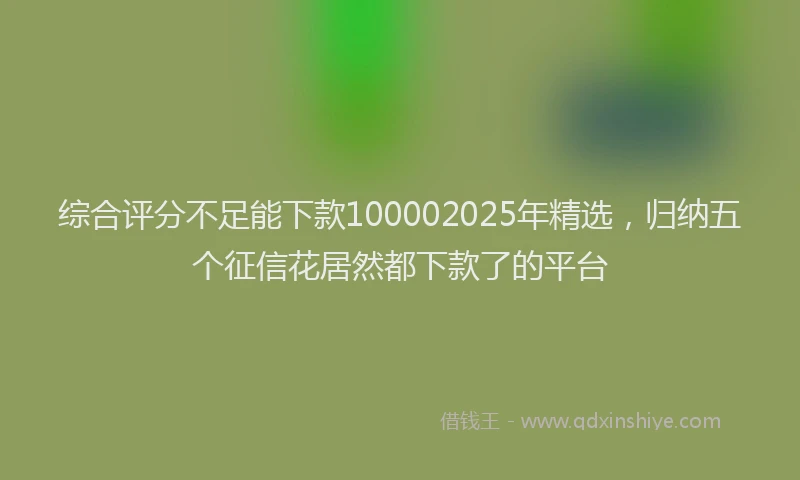 综合评分不足能下款100002025年精选，归纳五个征信花居然都下款了的平台