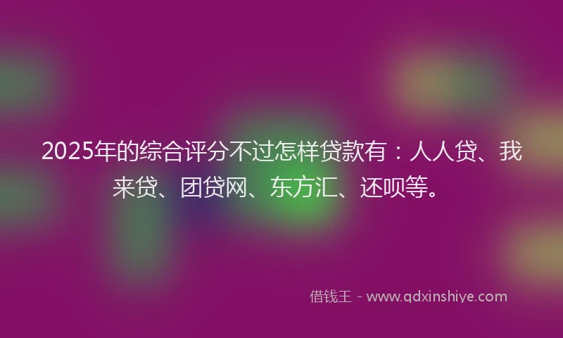 2025年的综合评分不过怎样贷款有：人人贷、我来贷、团贷网、东方汇、还呗等。