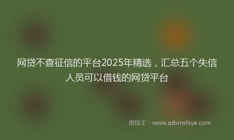 网贷不查征信的平台2025年精选，汇总五个失信人员可以借钱的网贷平台