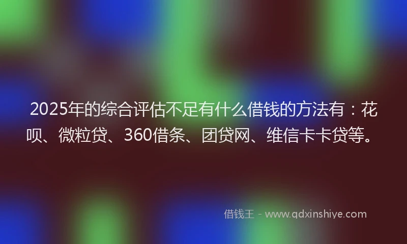 2025年的综合评估不足有什么借钱的方法有：花呗、微粒贷、360借条、团贷网、维信卡卡贷等。