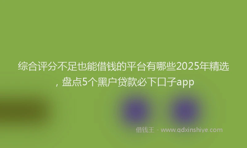 综合评分不足也能借钱的平台有哪些2025年精选，盘点5个黑户贷款必下口子app