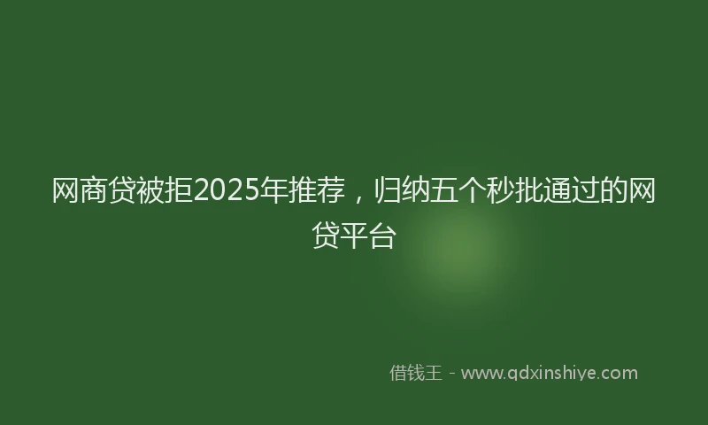 网商贷被拒2025年推荐，归纳五个秒批通过的网贷平台