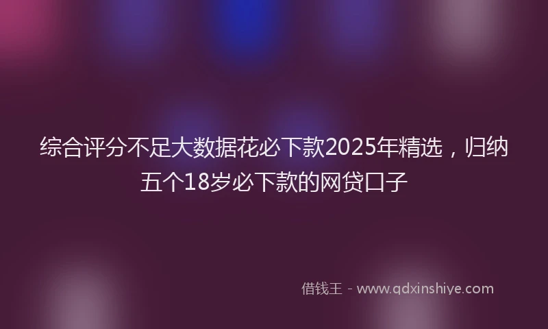 综合评分不足大数据花必下款2025年精选，归纳五个18岁必下款的网贷口子