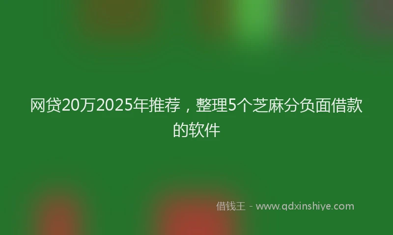 网贷20万2025年推荐，整理5个芝麻分负面借款的软件