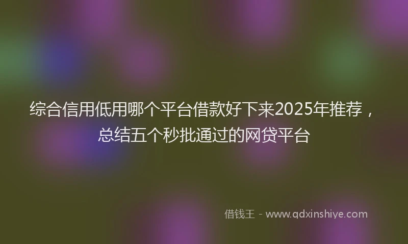 综合信用低用哪个平台借款好下来2025年推荐，总结五个秒批通过的网贷平台