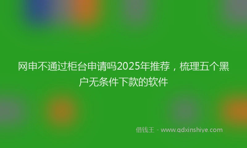 网申不通过柜台申请吗2025年推荐，梳理五个黑户无条件下款的软件