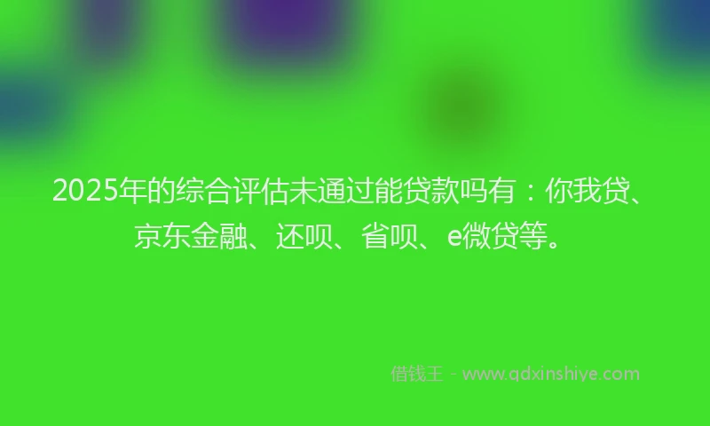 2025年的综合评估未通过能贷款吗有：你我贷、京东金融、还呗、省呗、e微贷等。