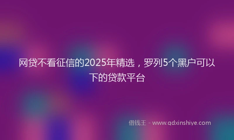 网贷不看征信的2025年精选，罗列5个黑户可以下的贷款平台
