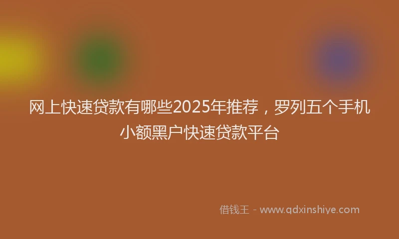 网上快速贷款有哪些2025年推荐，罗列五个手机小额黑户快速贷款平台