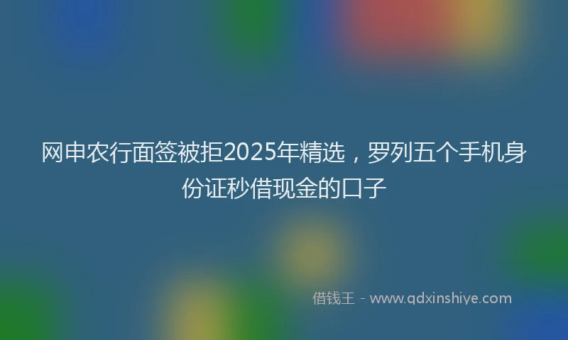 网申农行面签被拒2025年精选，罗列五个手机身份证秒借现金的口子