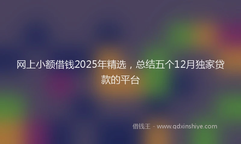 网上小额借钱2025年精选，总结五个12月独家贷款的平台