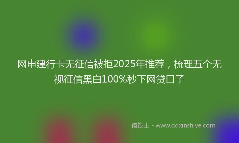 网申建行卡无征信被拒2025年推荐，梳理五个无视征信黑白100%秒下网贷口子