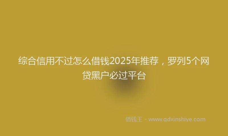 综合信用不过怎么借钱2025年推荐，罗列5个网贷黑户必过平台
