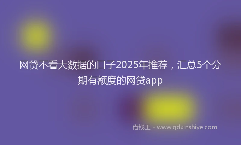 网贷不看大数据的口子2025年推荐，汇总5个分期有额度的网贷app