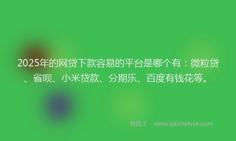 2025年的网贷下款容易的平台是哪个有：微粒贷、省呗、小米贷款、分期乐、百度有钱花等。