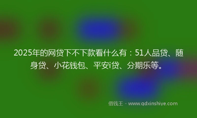 2025年的网贷下不下款看什么有：51人品贷、随身贷、小花钱包、平安i贷、分期乐等。