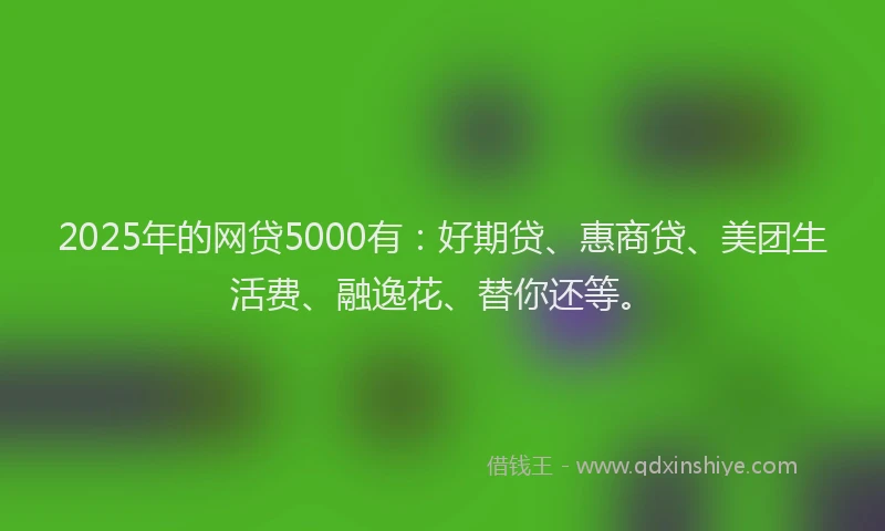 2025年的网贷5000有：好期贷、惠商贷、美团生活费、融逸花、替你还等。