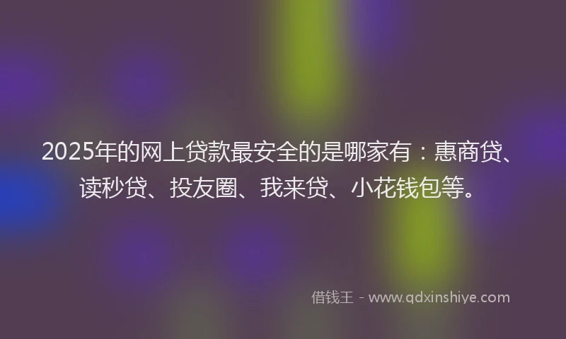 2025年的网上贷款最安全的是哪家有：惠商贷、读秒贷、投友圈、我来贷、小花钱包等。