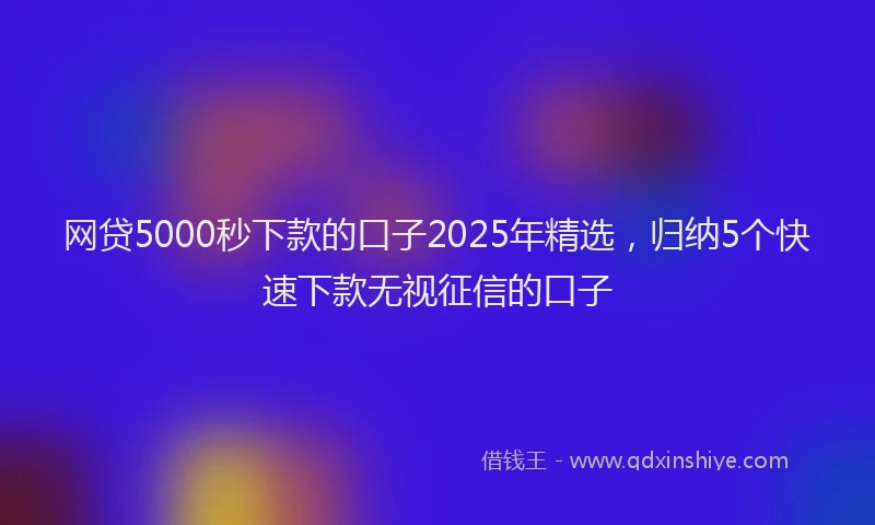 网贷5000秒下款的口子2025年精选，归纳5个快速下款无视征信的口子