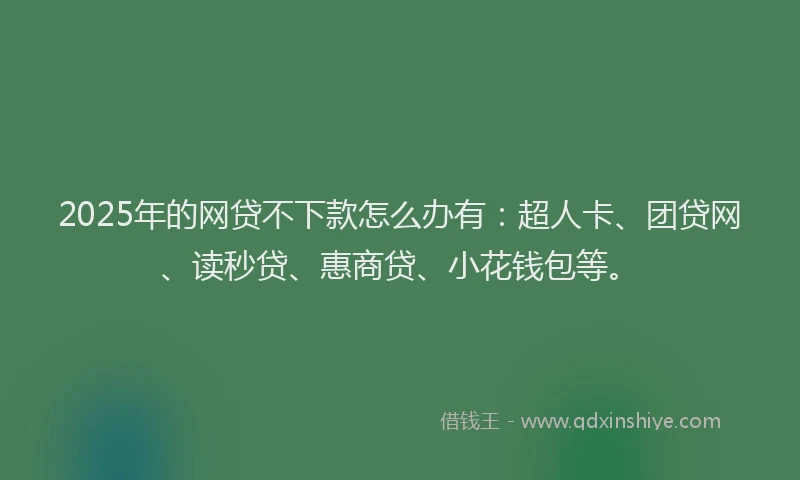 2025年的网贷不下款怎么办有：超人卡、团贷网、读秒贷、惠商贷、小花钱包等。