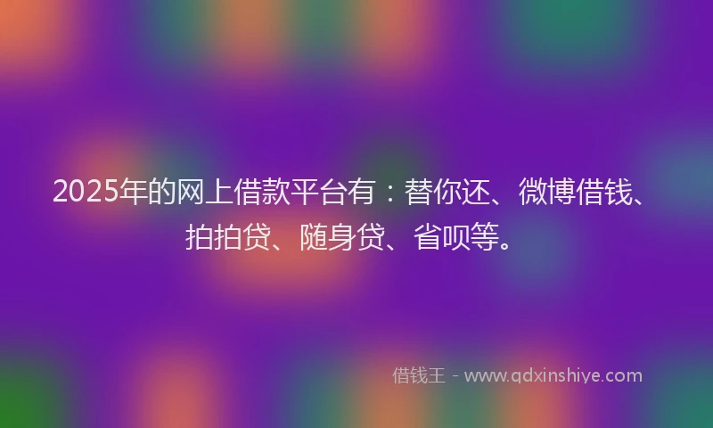 2025年的网上借款平台有：替你还、微博借钱、拍拍贷、随身贷、省呗等。