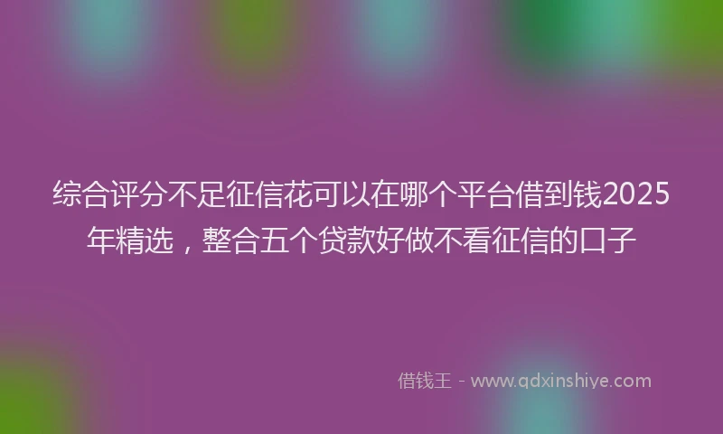 综合评分不足征信花可以在哪个平台借到钱2025年精选，整合五个贷款好做不看征信的口子
